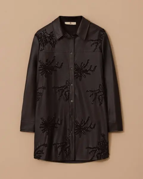 NAKIŞLI SUNİ DERİ GÖMLEK /SEÇİL