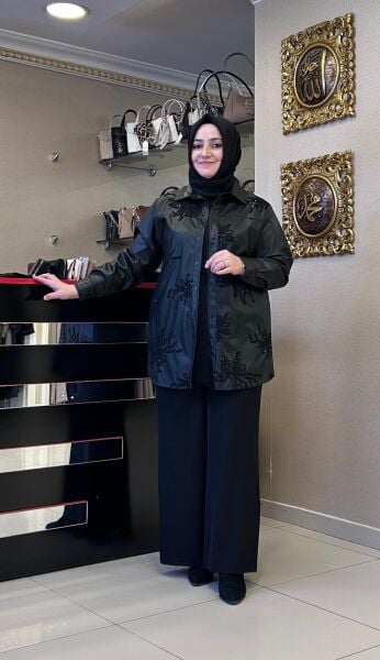 NAKIŞLI SUNİ DERİ GÖMLEK /SEÇİL