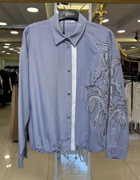 PUL İŞLEMELİ ÇİZGİLİ GÖMLEK /GHISA