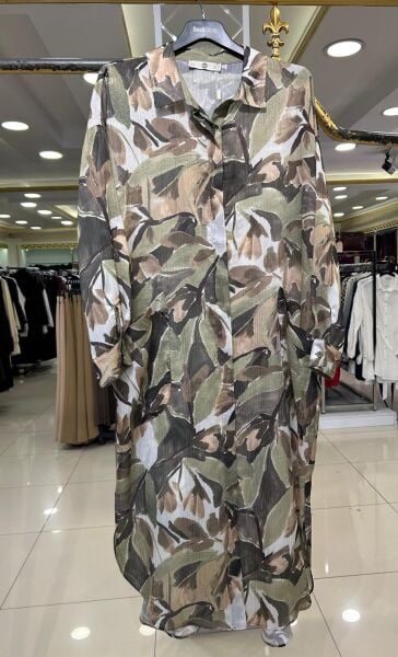 ŞİFON KUMAŞ DESENLİ UZUN GÖMLEK /SEÇİL