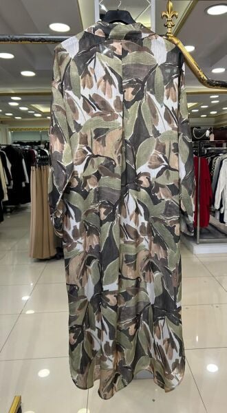 ŞİFON KUMAŞ DESENLİ UZUN GÖMLEK /SEÇİL