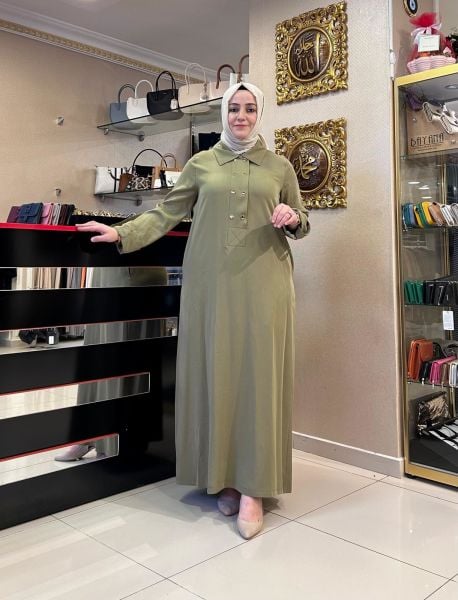 YAKALI ÖNÜ ÇITÇIT DTY TENSEL ELBİSE /NUSS