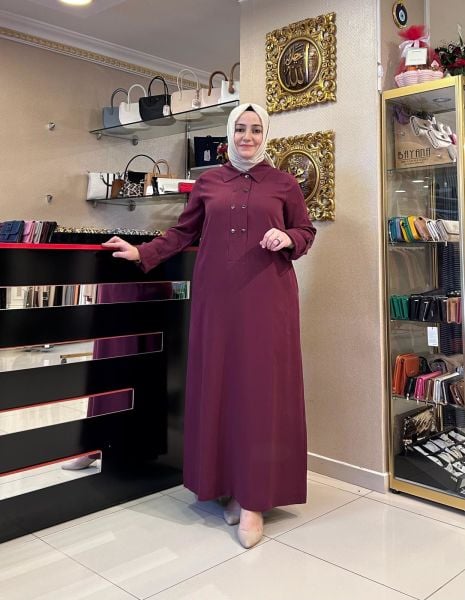 YAKALI ÖNÜ ÇITÇIT DTY TENSEL ELBİSE /NUSS