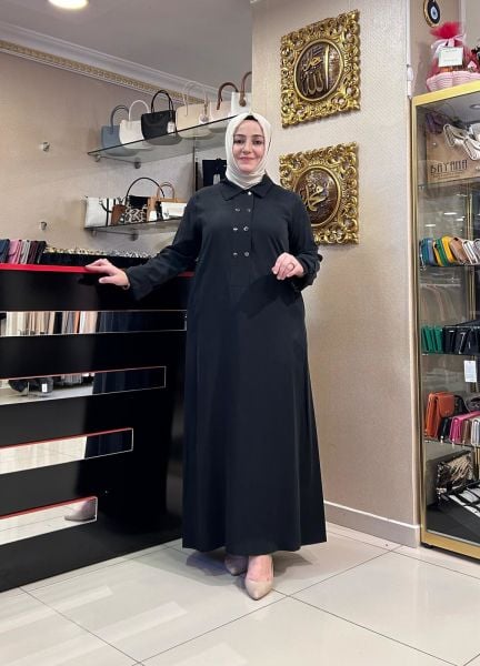 YAKALI ÖNÜ ÇITÇIT DTY TENSEL ELBİSE /NUSS