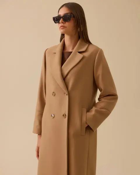 KRUVAZE YAKA UZUN KLASİK KABAN /SEÇİL