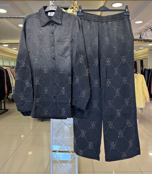 TAŞ İŞLEMELİ DEGRADE KOT PANTOLONLU TAKIM/GHISA