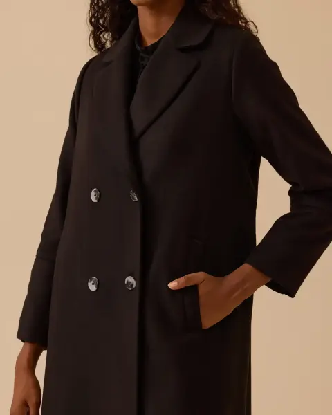 KRUVAZE YAKA UZUN KLASİK KABAN /SEÇİL