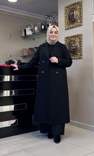 KRUVAZE YAKA UZUN KLASİK KABAN /SEÇİL