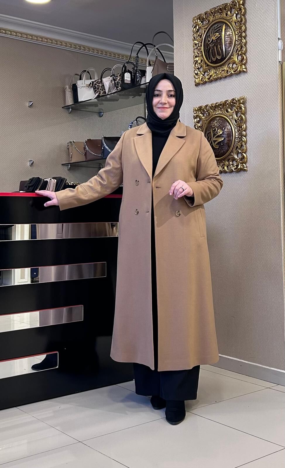 KRUVAZE YAKA UZUN KLASİK KABAN /SEÇİL