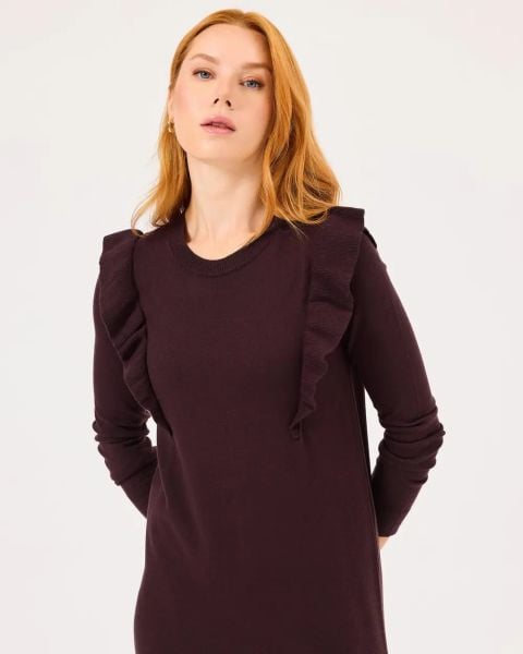 FIRFIR DETAYLI TRİKO ELBİSE/SEÇİL