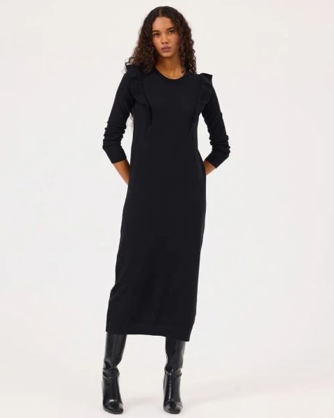 FIRFIR DETAYLI TRİKO ELBİSE/SEÇİL