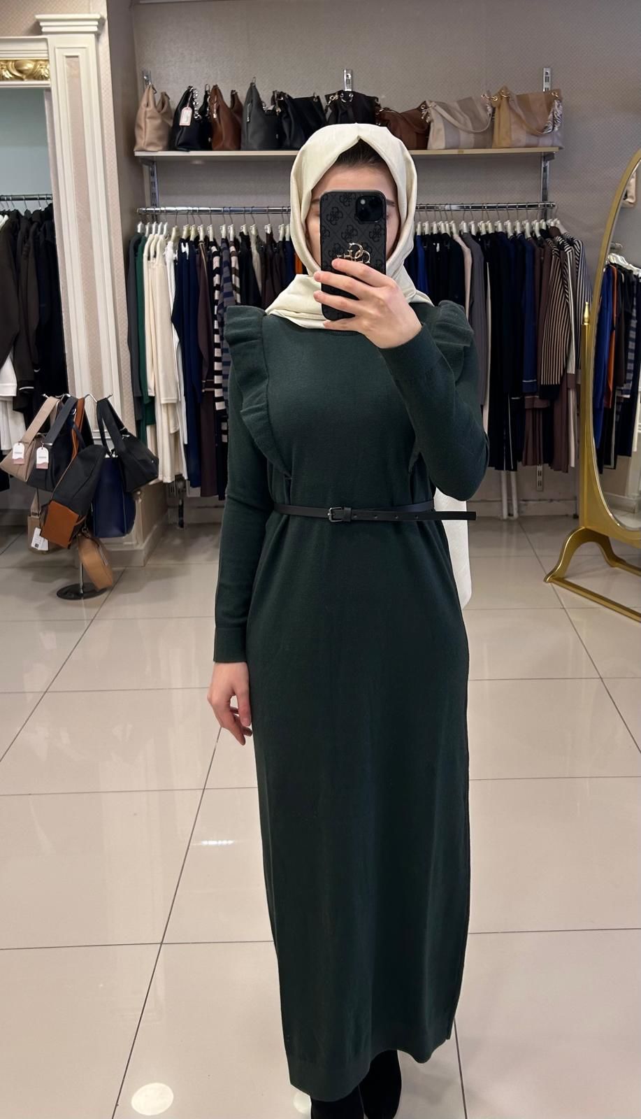 FIRFIR DETAYLI TRİKO ELBİSE/SEÇİL