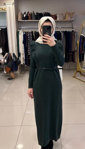 FIRFIR DETAYLI TRİKO ELBİSE/SEÇİL