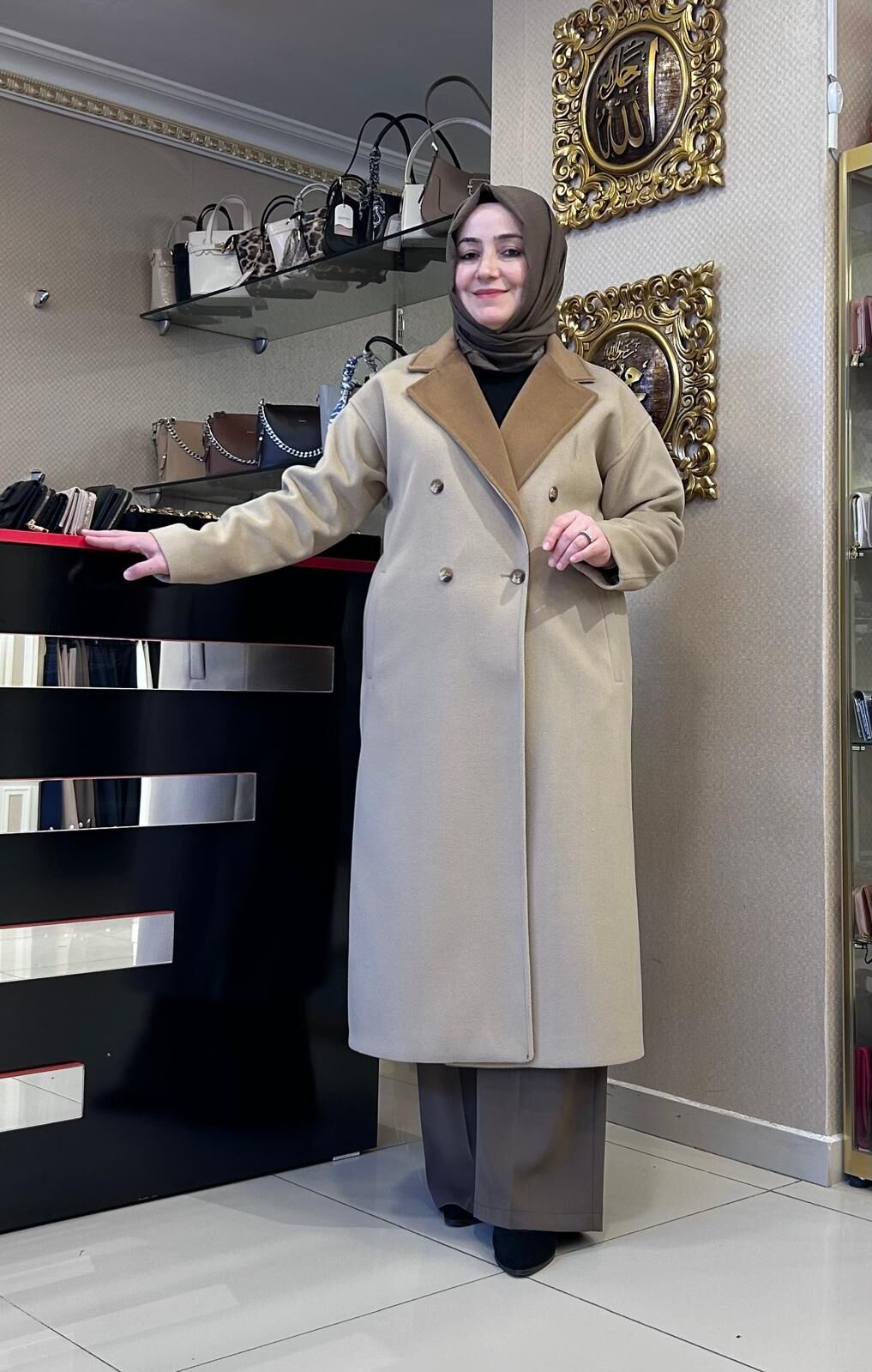 ÇİFT RENKLİ KRUVAZE KAŞE KABAN /SEÇİL