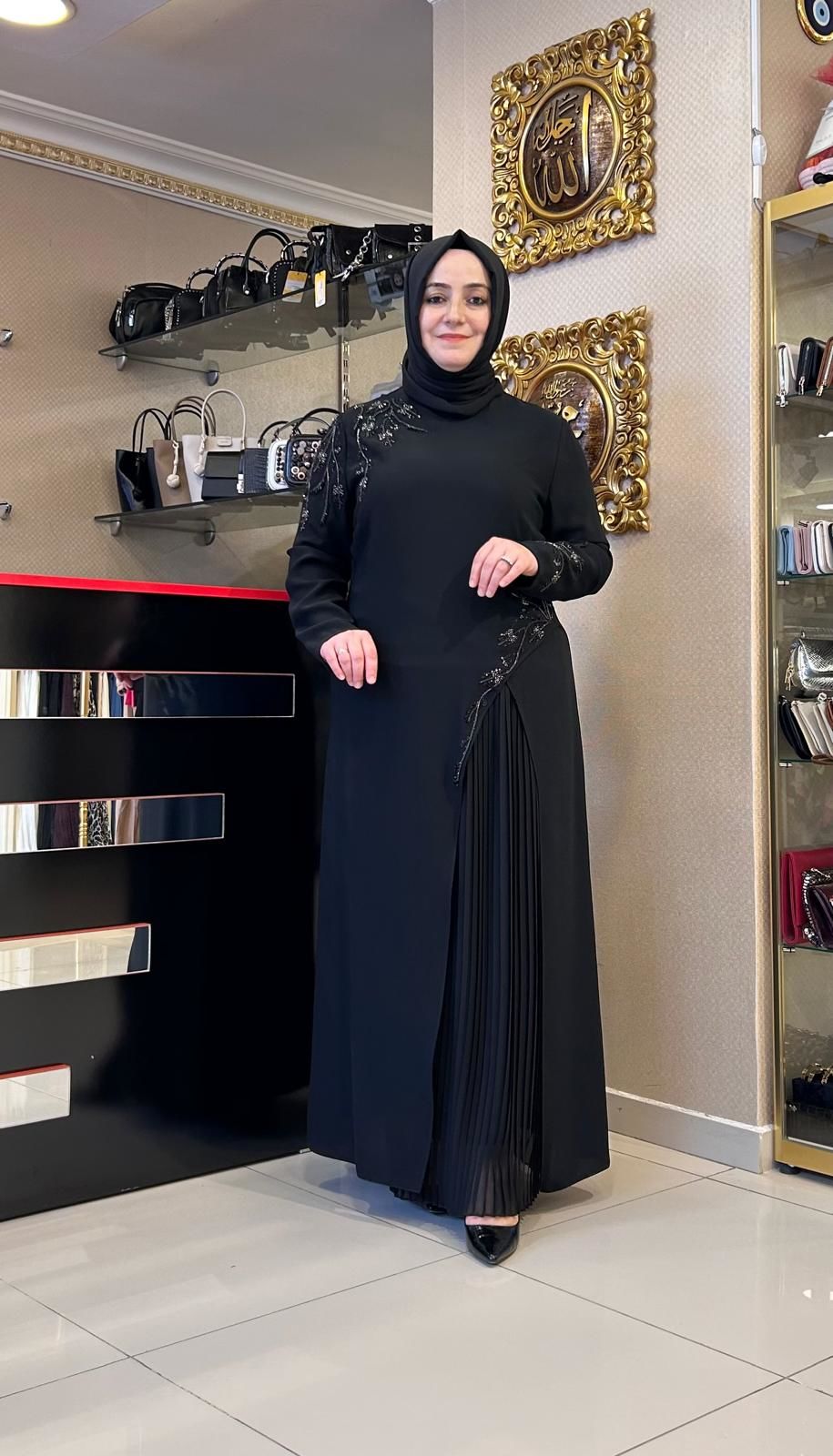 TAŞ İŞLEMELİ PİLİSE TÜL DTY. ABİYE/TASVİR
