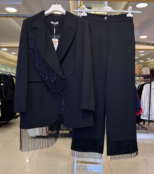 PÜSKÜL BONCUK İŞLEMELİ ASİL ABİYE TAKIM/MÜSEMMA