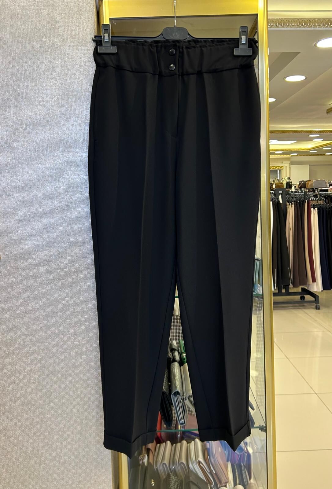 5514 ÇİFT DÜĞMELİ BELİ LASTİKLİ PANTOLON /SENTEZ