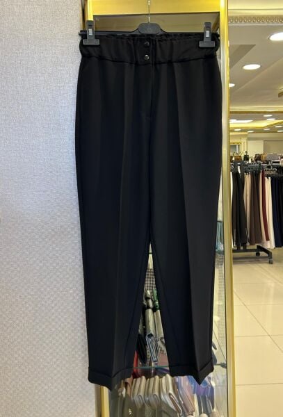 5514 ÇİFT DÜĞMELİ BELİ LASTİKLİ PANTOLON /SENTEZ