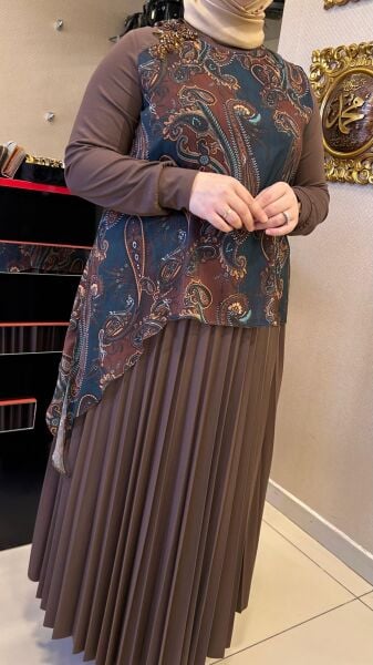 DOUBLE KREP PİLİSE ETEK/ FUAT GÜRŞEN 