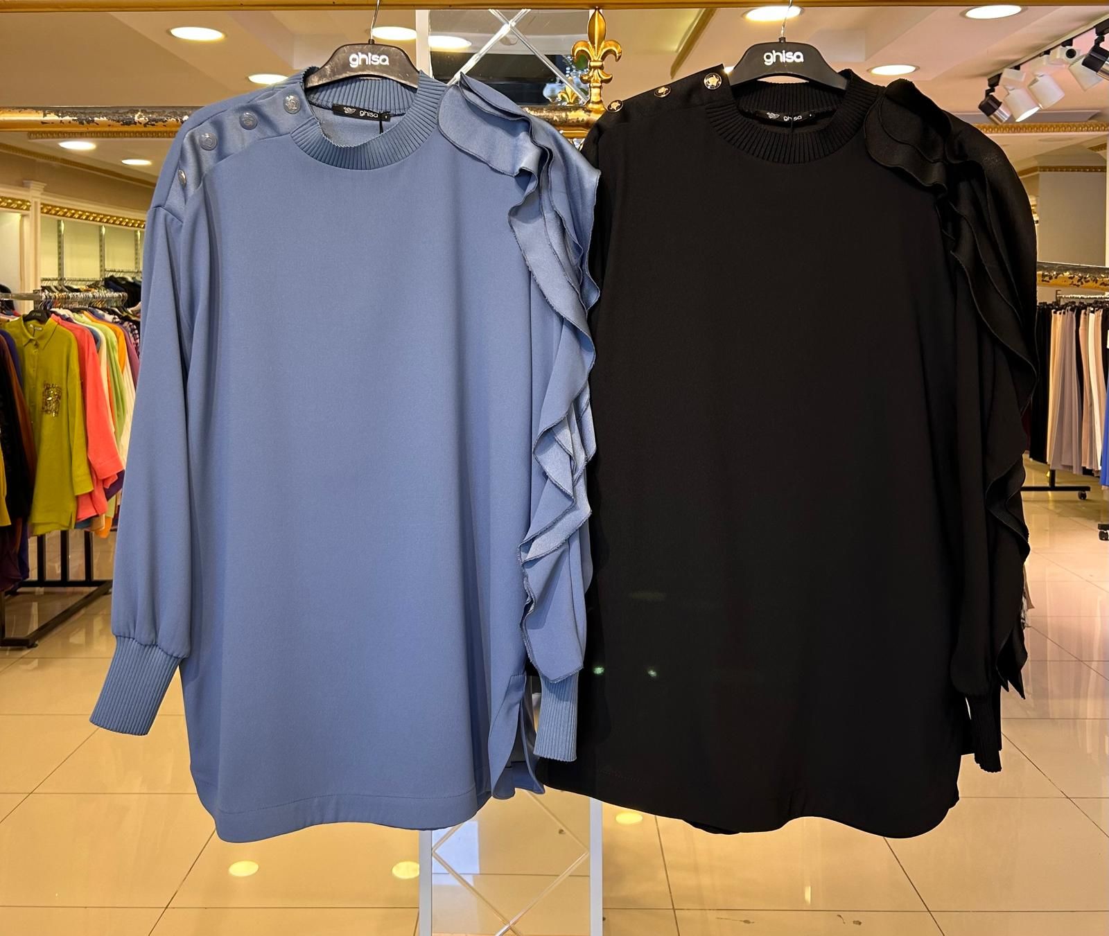 GHİSA/ OMUZLARI DÜĞME VE FIRFIR DETAYLI TUNİK