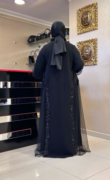 PUL İŞLEMELİ TÜL DTY. ABAYA TAKIM/NURCAN ÇETİN