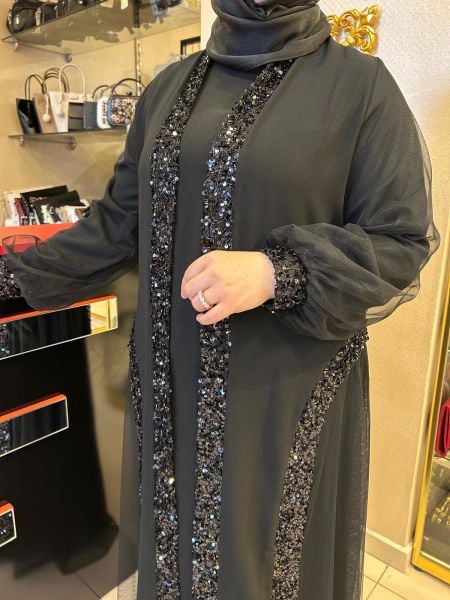 PUL İŞLEMELİ TÜL DTY. ABAYA TAKIM/NURCAN ÇETİN