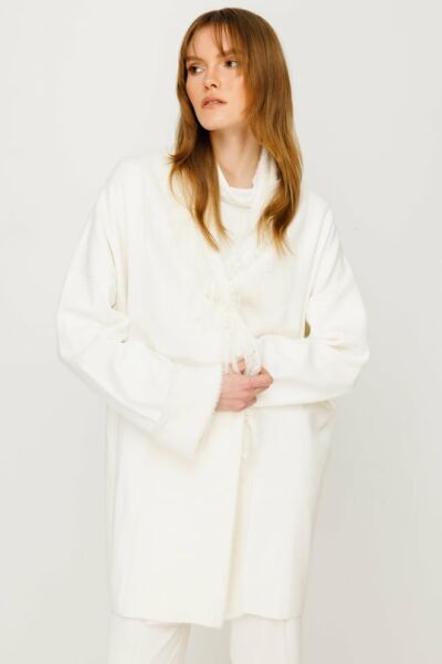 Ghisa Şal Yaka Triko Hırka EKRU