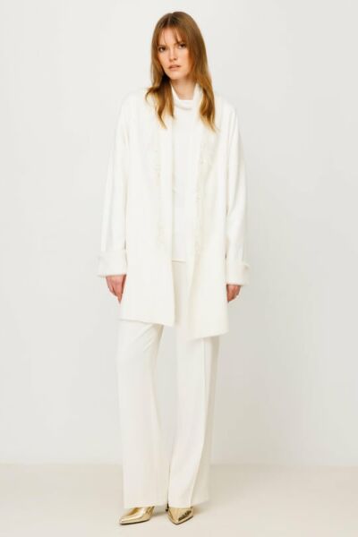 Ghisa Şal Yaka Triko Hırka EKRU