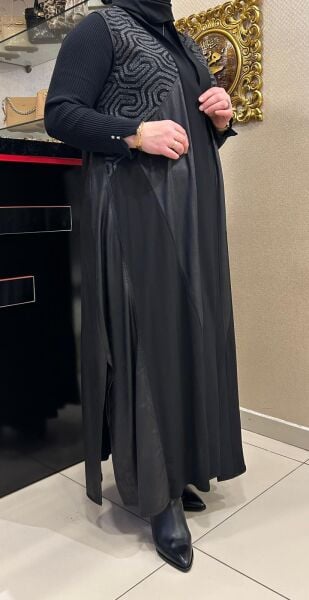 İŞLEMELİ TÜL VE SUNİ DERİ DTY. YELEK /NURCAN ÇETİN 