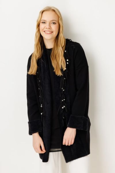 Ghisa Şal Yaka Triko Hırka SİYAH