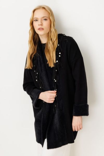 Ghisa Şal Yaka Triko Hırka SİYAH