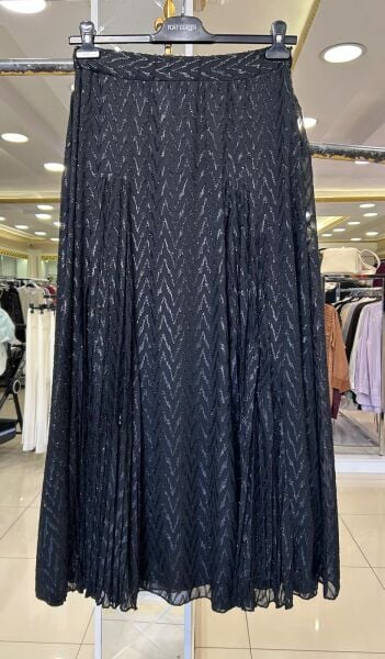 KENDİNDEN DESENLİ IŞILTILI ŞİFON ETEK/FUAT GÜRŞEN