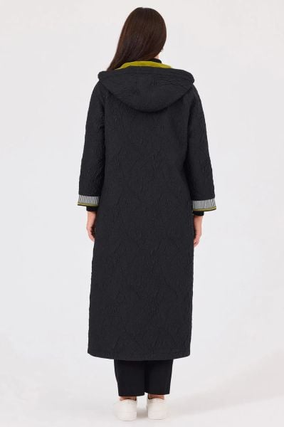 ﻿KENDİNDEN DESENLİ KAPÜŞONLU PARDESÜ/SEÇİL