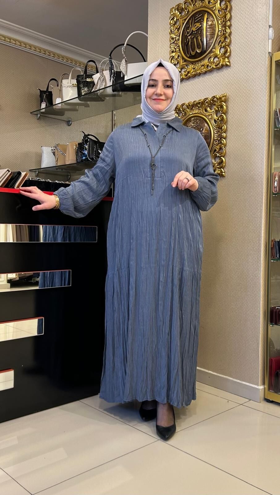 KOLYE DTY. İPEK VİSKON ELBİSE/ LISSMORE   