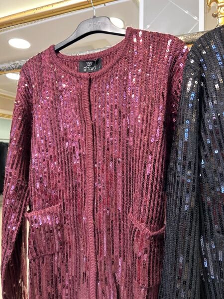 TAMAMI PUL İŞLEMELİ ÇITÇIT KAPAMA YÜNLÜ CEKET/GHISA