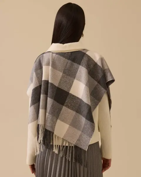 ŞAL GÖRÜNÜMLÜ EKOSE DESENLİ HIRKA VE PİLİSE ETEK /SEÇİL   