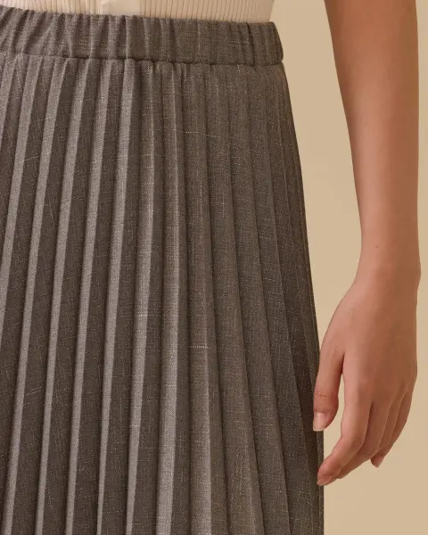 ŞAL GÖRÜNÜMLÜ EKOSE DESENLİ HIRKA VE PİLİSE ETEK /SEÇİL   