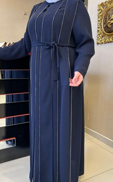 PARÇALI TAŞ DTY. KREP KUMAŞ ELBİSE/ BELGİN