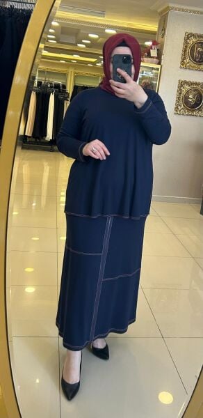 DİKİŞ DETAYLI ETEKLİ BAMBU KUMAŞ TAKIM /NURCAN ÇETİN 10448