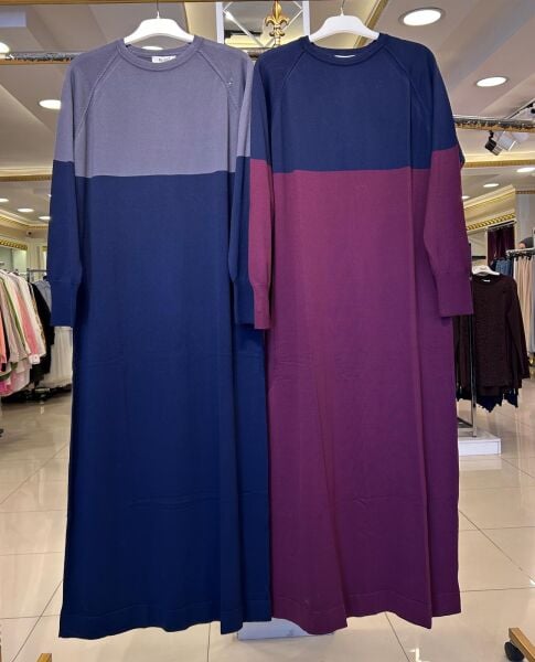 ÇİFT RENKLİ MERSERİZE ELBİSE/ NUSS