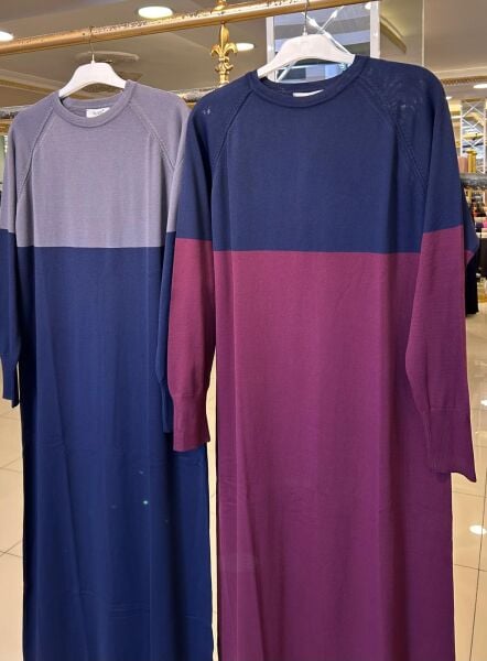 ÇİFT RENKLİ MERSERİZE ELBİSE/ NUSS