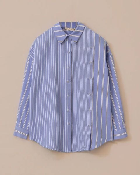 ÇİZGİLİ ÇITÇIT DETAYLI GÖMLEK/SEÇİL