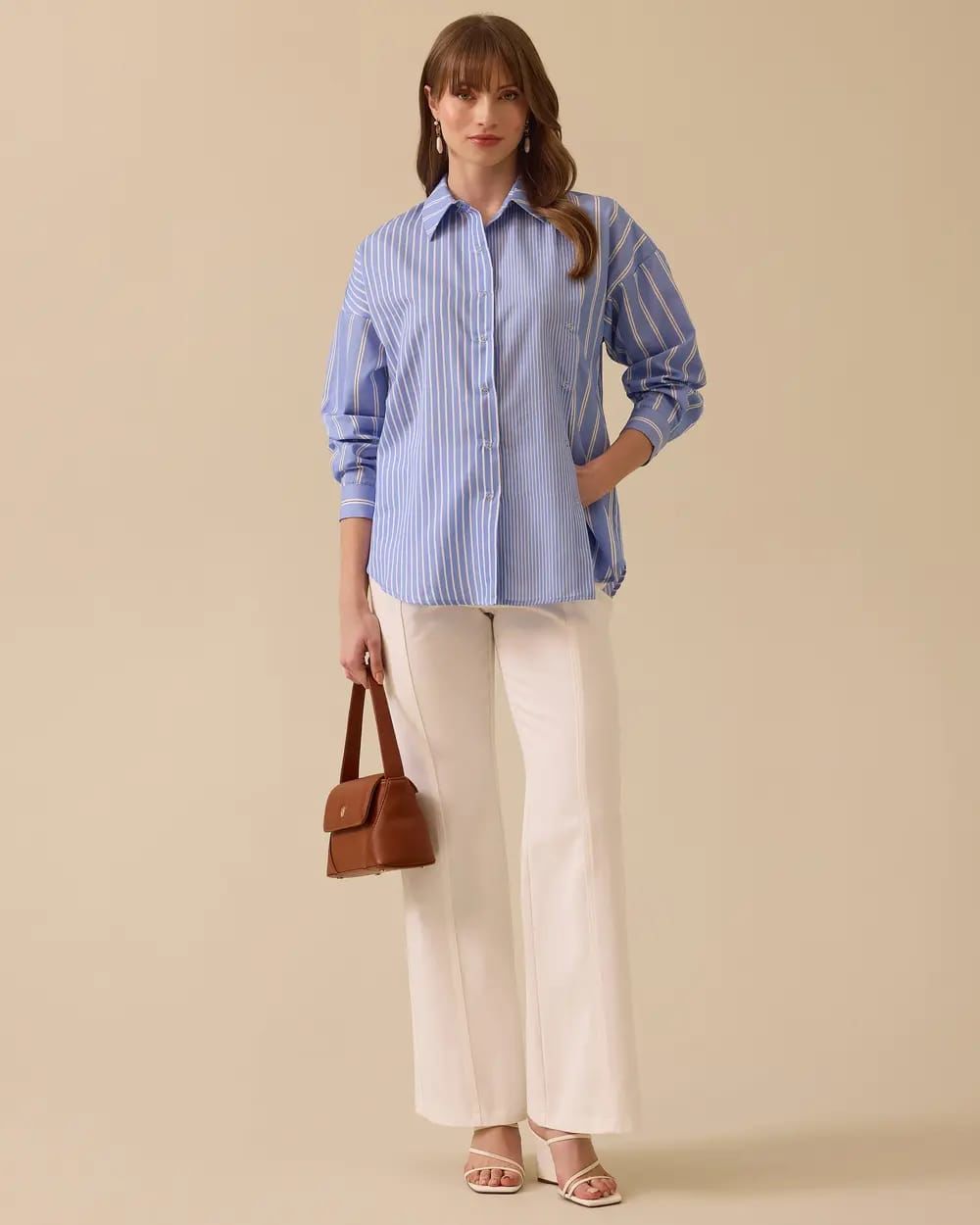 ÇİZGİLİ ÇITÇIT DETAYLI GÖMLEK/SEÇİL