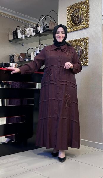 PUL İŞLEMELİ GÖMLEK YAKA ELBİSE /LISSMORE 