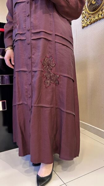 PUL İŞLEMELİ GÖMLEK YAKA ELBİSE /LISSMORE 