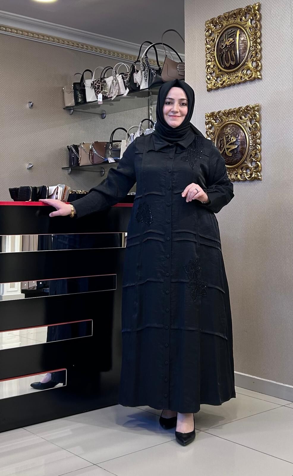 PUL İŞLEMELİ GÖMLEK YAKA ELBİSE /LISSMORE 