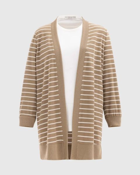 BÜYÜK BEDEN İÇ BLUZLU ÇİZGİLİ ÜST TAKIM/SEÇİL