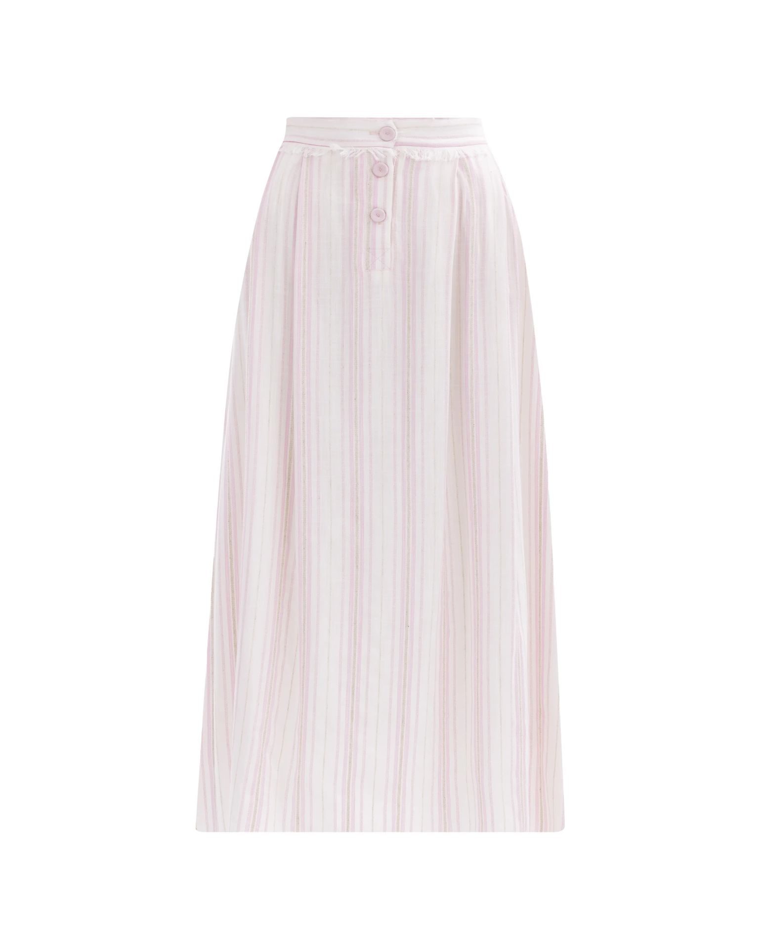 ÇİZGİLİ DÜĞME DETAYLI ETEK