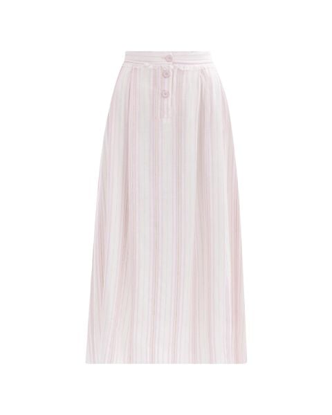 ÇİZGİLİ DÜĞME DETAYLI ETEK