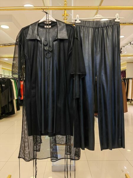 LATEX DERİ PANTOLON TUNİK FİLE YELEK TAKIM